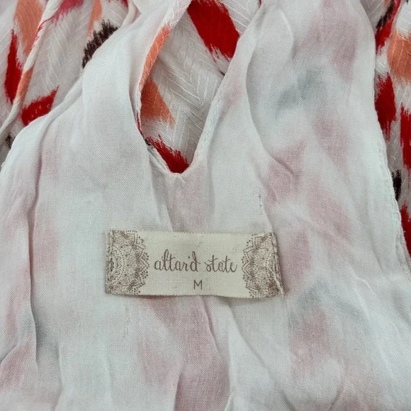 Altard State Womens Medium Red Ikat Chevron Halter Mini Dress Boho Racerback - Picture 8 of 11